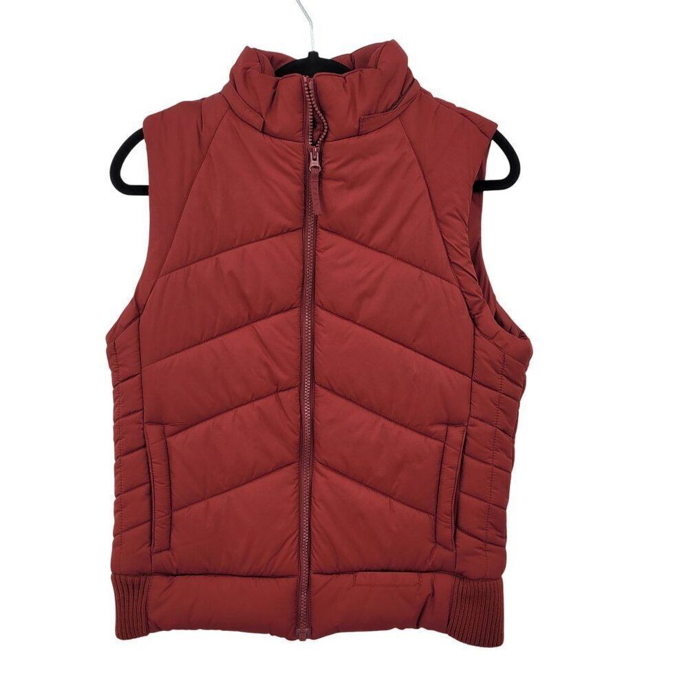 Vintage Red Quilted Puffer Vest 14/16 Cotton Down Insulation Granola Gorpcore‎